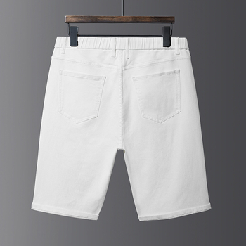 Pánske džínové šortky so strednou taliou, rovný strih, ošúchané okraje, 75% spandex, priedušné