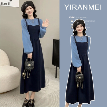 Dojčenské pletené šaty s otvorom na dojčenie, okrúhly výstrih, dlhé rukávy, pletená bavlnená látka 50–70%, midi šaty s rybím chvostom