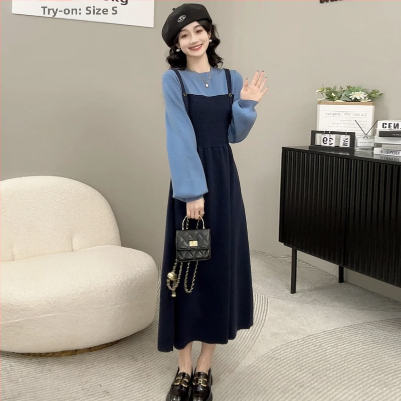 Dojčenské pletené šaty s otvorom na dojčenie, okrúhly výstrih, dlhé rukávy, pletená bavlnená látka 50–70%, midi šaty s rybím chvostom