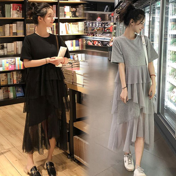 Midi haljina - okrugli izrez, 3/4 rukav, Milk Silk materijal, glavni materijal Poliester, jednobojni uzorak