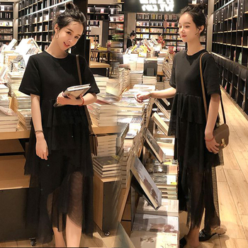 Midi haljina - okrugli izrez, 3/4 rukav, Milk Silk materijal, glavni materijal Poliester, jednobojni uzorak