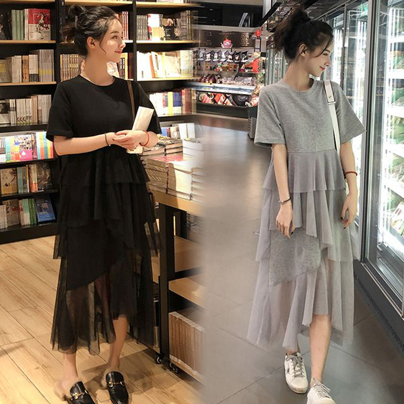 Midi haljina - okrugli izrez, 3/4 rukav, Milk Silk materijal, glavni materijal Poliester, jednobojni uzorak