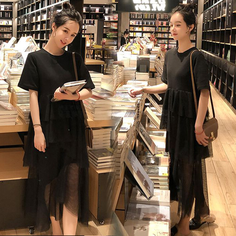 Midi haljina - okrugli izrez, 3/4 rukav, Milk Silk materijal, glavni materijal Poliester, jednobojni uzorak