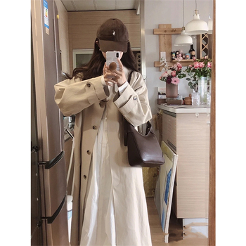 Майчина рокля с A-образна линия, миди дължина, дълги ръкави, висока талия, без яка, памучно-полиестерна смес (70-80% полиестер)