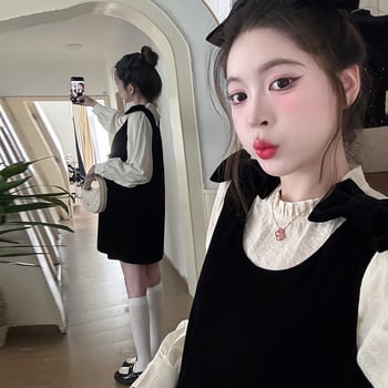 Kostim s suknjom od velura, dugi rukavi, srednja duljina suknje, glavni materijal 50–70%, 2025 izdanje