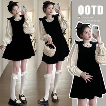 Kostim s suknjom od velura, dugi rukavi, srednja duljina suknje, glavni materijal 50–70%, 2025 izdanje