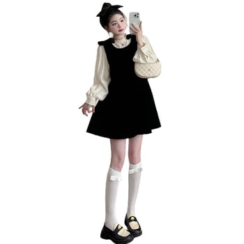 Kostim s suknjom od velura, dugi rukavi, srednja duljina suknje, glavni materijal 50–70%, 2025 izdanje