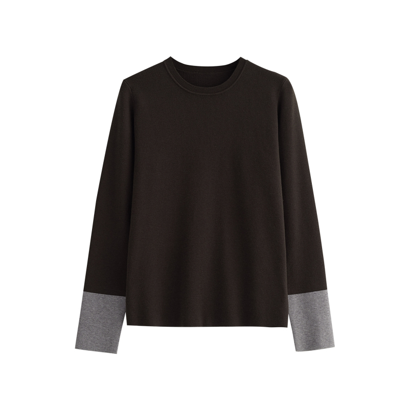 Trudnički pleteni pulover srednje duljine, okrugli izrez, dugi rukavi, akrilna tkanina s 50–70% najlona