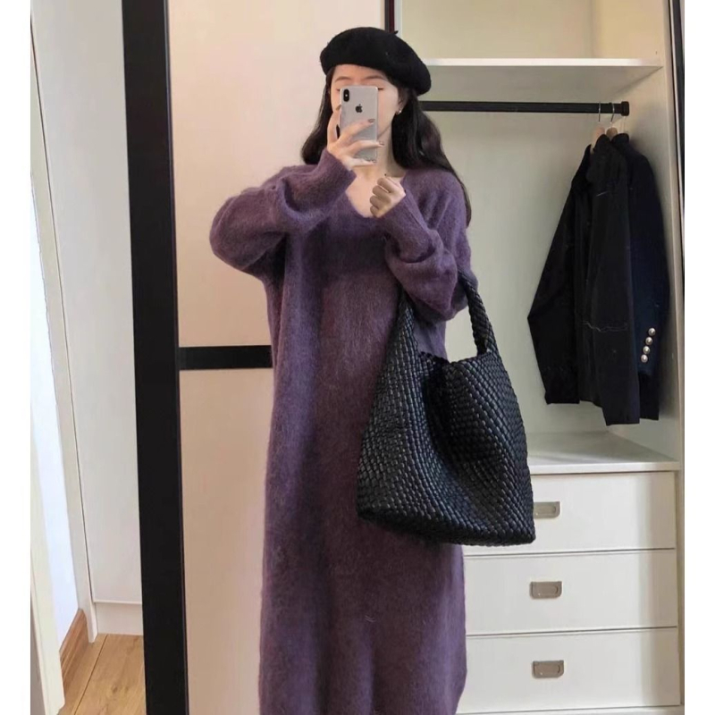 Trudnička haljina za jesen-zimu, V izrez, slobodan kroj, 3/4 rukavi, TR tkanina