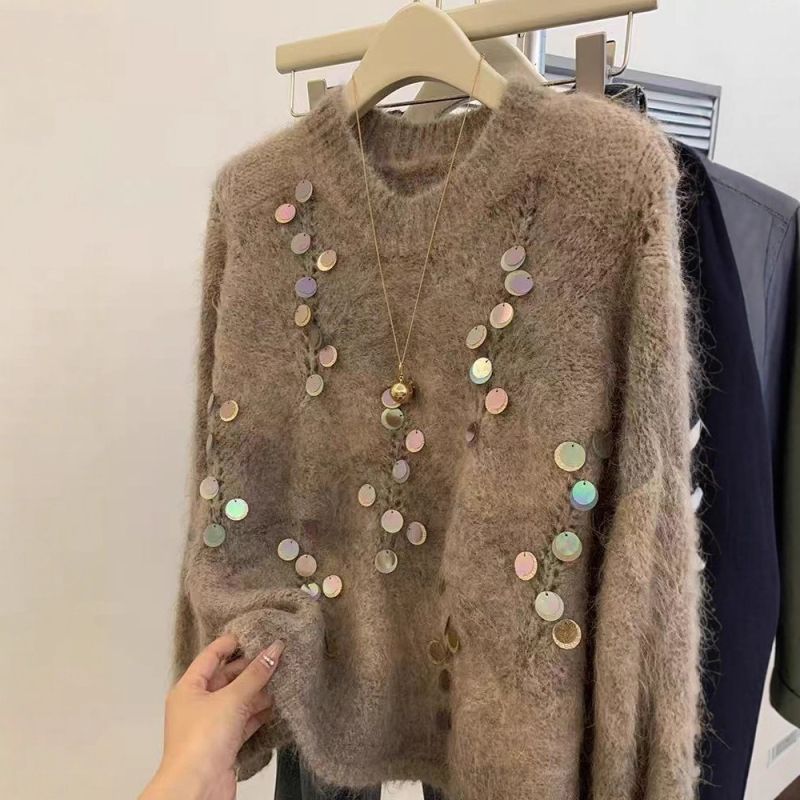 Puls od ovčje vune, širokog kroja, s kapuljom, debeli pleteni materijal, dugi rukavi