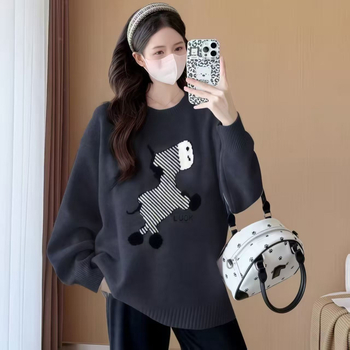 Trudnički pleteni džemper, širok kroj, okrugli izrez, dugi rukavi, ovčja vuna s 30-50% elastana