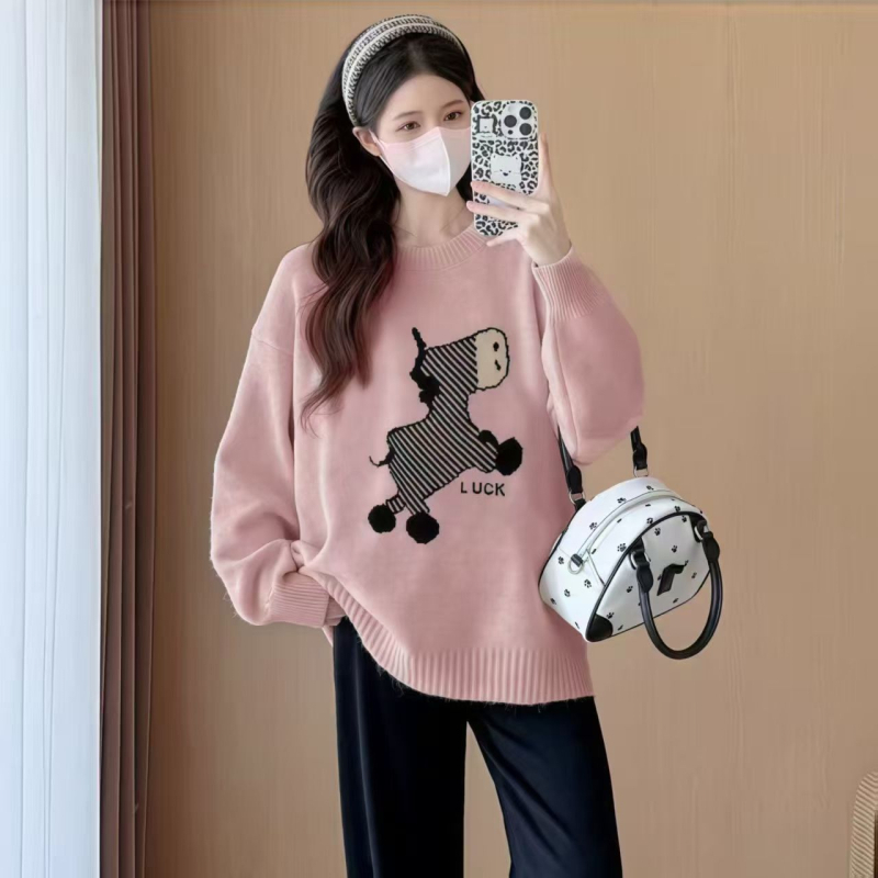 Trudnički pleteni džemper, širok kroj, okrugli izrez, dugi rukavi, ovčja vuna s 30-50% elastana