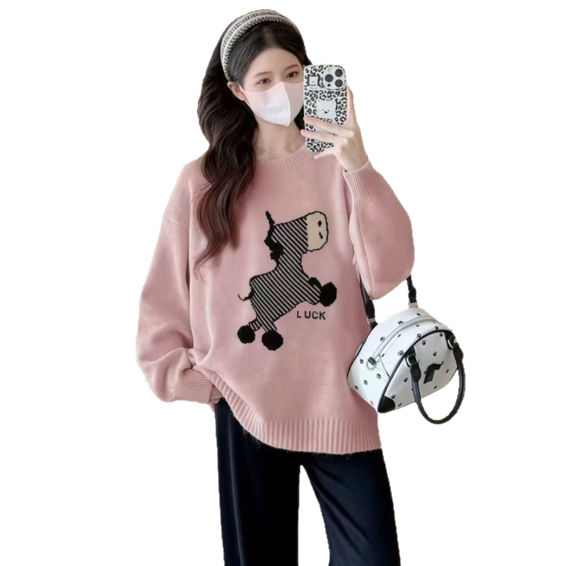 Trudnički pleteni džemper, širok kroj, okrugli izrez, dugi rukavi, ovčja vuna s 30-50% elastana