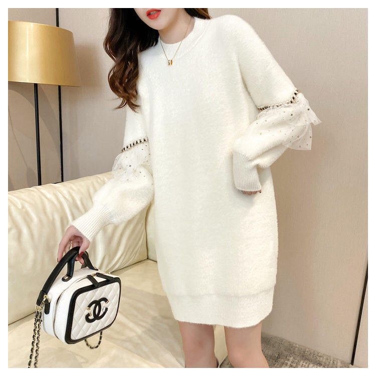 Set za trudnice od pletenog materijala – labav kroj, rukavi 3/4, polo ovratnik, retro kineski stil, PVC tkanina 50–70%