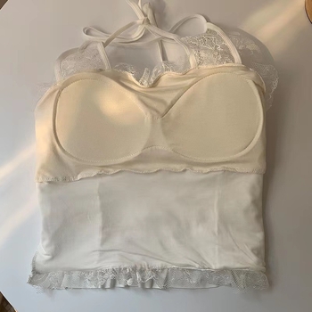 Čipkasti halter top bez leđa, s jastučićem za prsa, najlon materijal, tanke oblikovane šalice