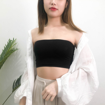 Bezšivni mikroelastični tube top, bez naramenica, anti-expozija, poliester, košarica 1/4