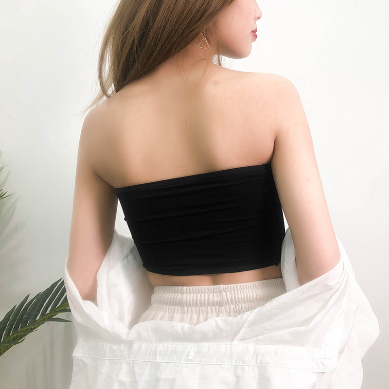 Bezšivni mikroelastični tube top, bez naramenica, anti-expozija, poliester, košarica 1/4