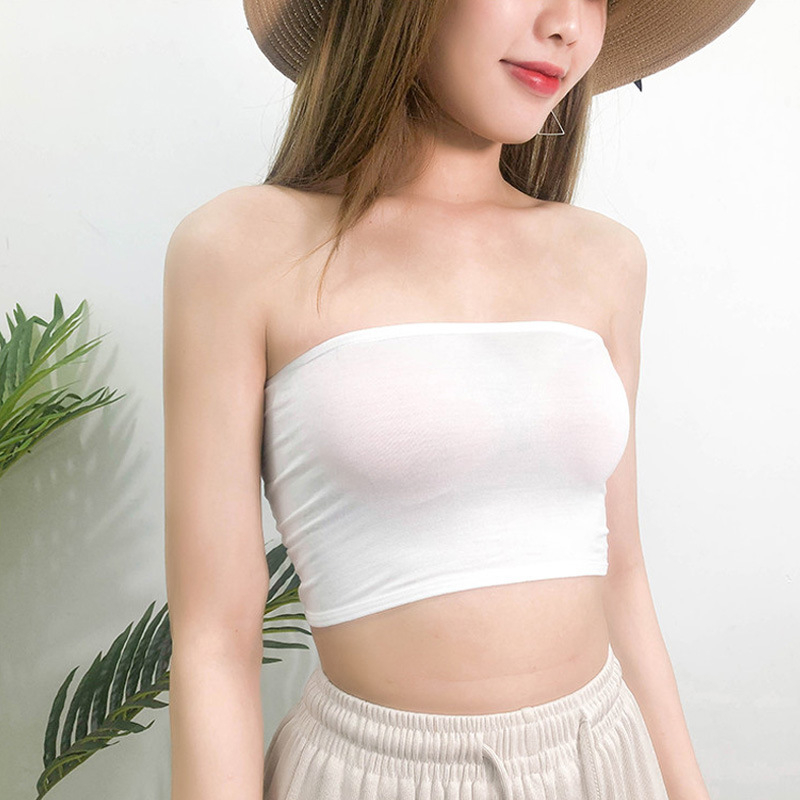 Bezšivni mikroelastični tube top, bez naramenica, anti-expozija, poliester, košarica 1/4