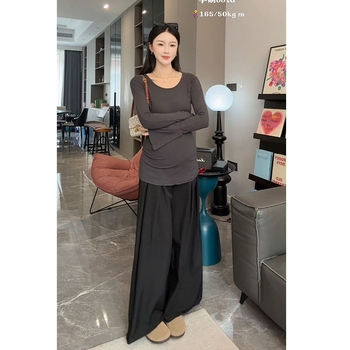 Trudnički dvodijelni komplet: gornji top s polo ovratnikom, 3/4 rukavi, pamuk tkanina