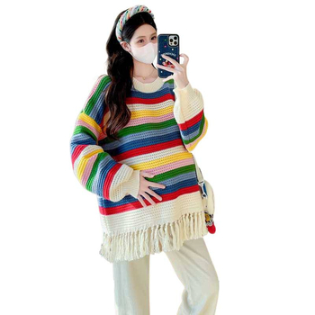 Trudnički konopni pleteni džemper, slobodan kroj, okrugli vrat, spuštena ramena, s kapucom