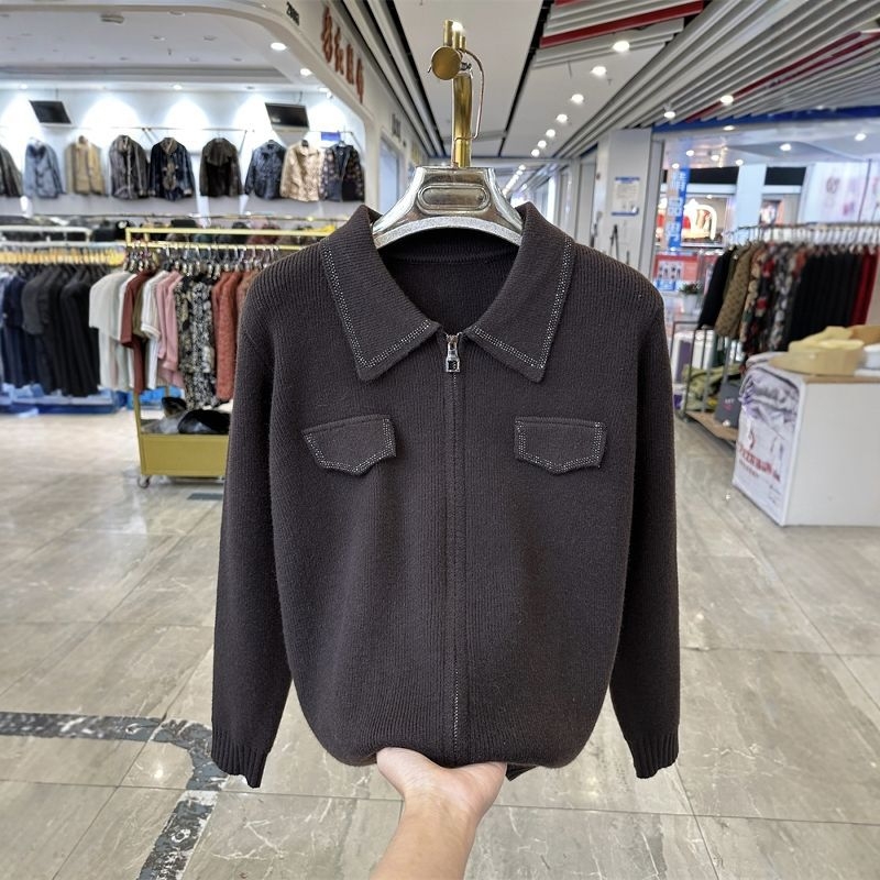 Kardigan s polo ovratnikom, rukavi tip princeze, 3/4 rukava, književno retro stil, PVC smjesa do 30%