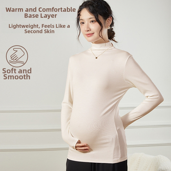 Nėščiųjų pagrindinis topas su nėrinių, viskozės audinys, ilgas siluetas, apvali kaklo linija, ¾ rankovės