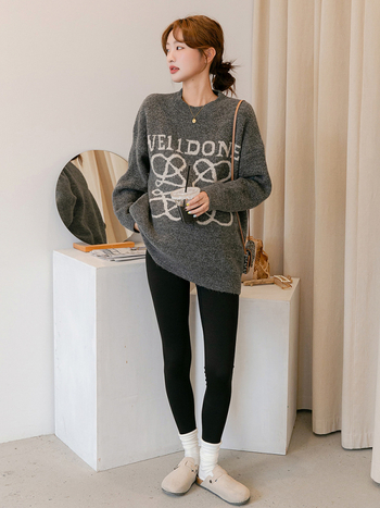 Trudnički pleteni džemper od akrila, jesen-zima 2024, korejsko-japanski ležerni stil, dugi rukavi