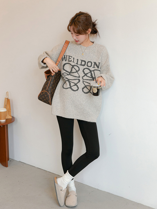 Trudnički pleteni džemper od akrila, jesen-zima 2024, korejsko-japanski ležerni stil, dugi rukavi