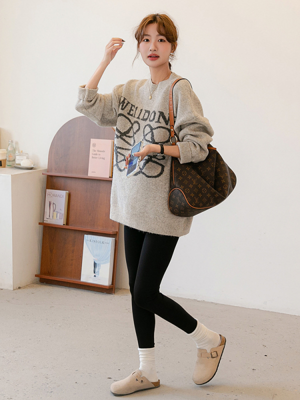 Trudnički pleteni džemper od akrila, jesen-zima 2024, korejsko-japanski ležerni stil, dugi rukavi