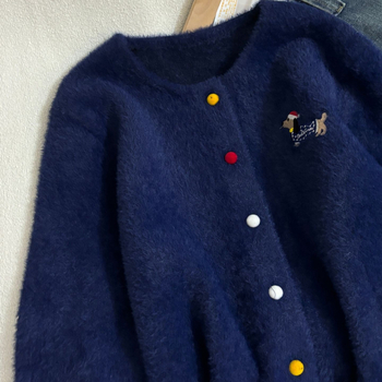 Vezeni pleteni jakna (3/4 rukava, polo ovratnik, PVC smjesa do 30%, retro inspiracija)