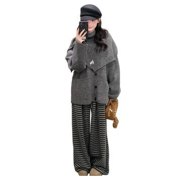 Kaheosaline komplekt: pikkade varrukatega top ja pikkade pükstega, akrüülkangas 95%+, värske ja magus stiil, lansseerimine 2025