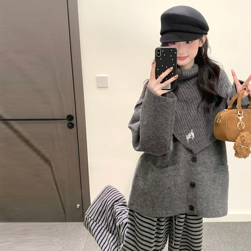 Kaheosaline komplekt: pikkade varrukatega top ja pikkade pükstega, akrüülkangas 95%+, värske ja magus stiil, lansseerimine 2025