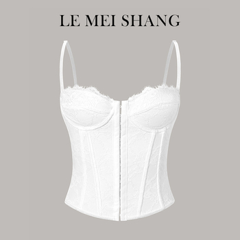 Čipkasti bustier s kostima, leđa otvorena, fiksirani naramenici, uski kroj — Milk Silk materijal, glavni materijal: poliester, mikroelastičan, slim fit