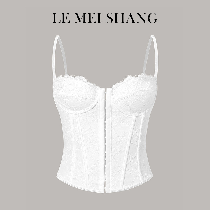 Čipkasti bustier s kostima, leđa otvorena, fiksirani naramenici, uski kroj — Milk Silk materijal, glavni materijal: poliester, mikroelastičan, slim fit