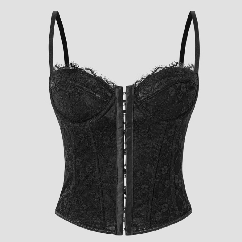 Čipkasti bustier s kostima, leđa otvorena, fiksirani naramenici, uski kroj — Milk Silk materijal, glavni materijal: poliester, mikroelastičan, slim fit