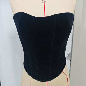 Korzet top s kostima, otvorena leđa, Coral fleece tkanina, tanke oblikovane košarice, podesiva