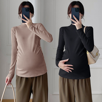 Trudnički osnovni top – uski kroj, dugi rukavi, visoki ovratnik, korejski stil, jesen-zima