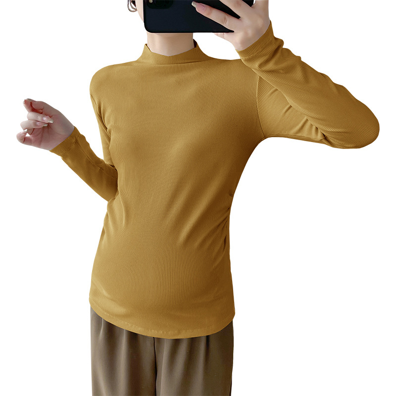 Trudnički osnovni top – uski kroj, dugi rukavi, visoki ovratnik, korejski stil, jesen-zima