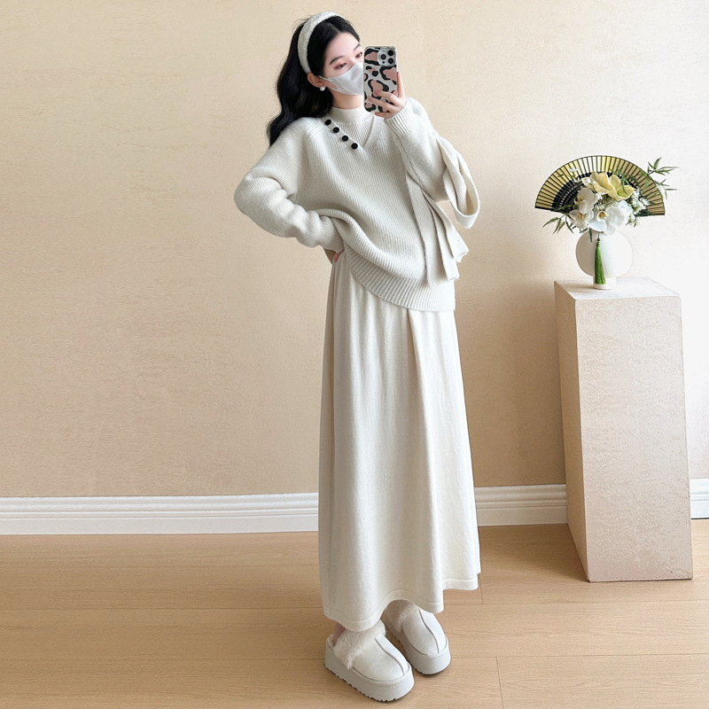 Maternitetski pleteni top, slobodan kroj, kapuljača, dugi rukavi, mješavina akrila i poliestera, jesen-zima 2025