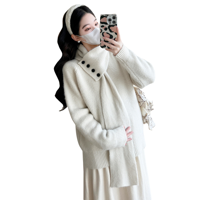 Maternitetski pleteni top, slobodan kroj, kapuljača, dugi rukavi, mješavina akrila i poliestera, jesen-zima 2025