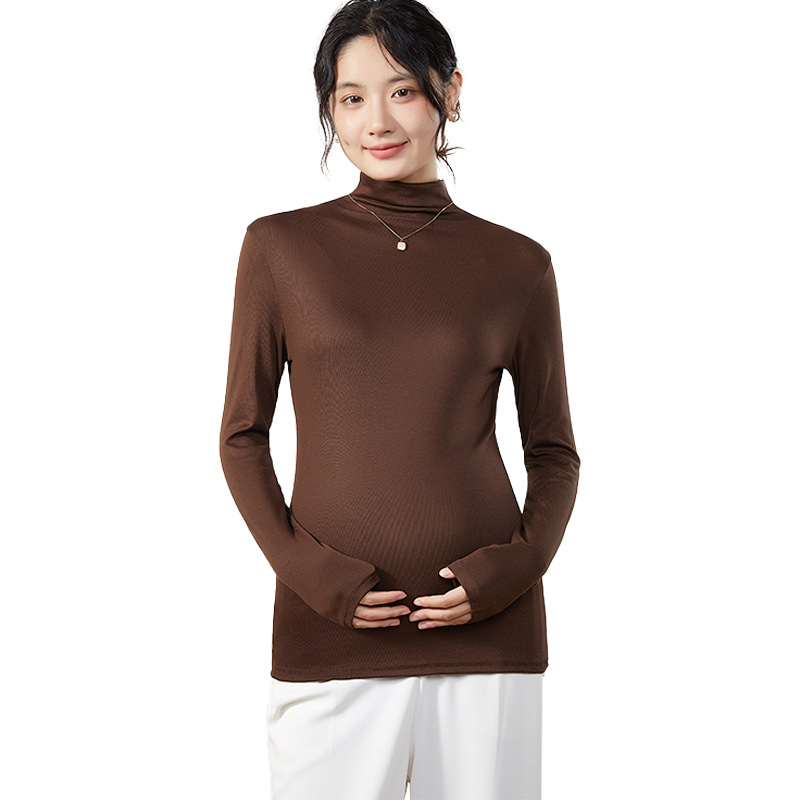 Trudnička majica s dugim rukavima od modalne tkanine s elastanom, okrugli izrez, srednja dužina