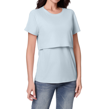 Odjeća za trudnoću i dojenje, lažni dvodijelni set, kratki rukavi, okrugli vrat, srednja dužina, poliester