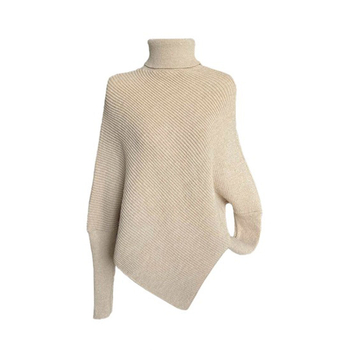 Trudnički pleteni top, udoban kroj, visok ovratnik, dugi rukavi, jednobojna boja, smjesa akrilnog vlakna s spandexom i poliestrom (do 30% svake tvari)