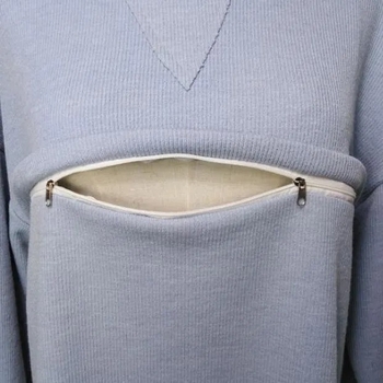 Majica za dojenje - pamuk-viskoza mješavina, 30–50% viskoze, dugi rukavi, okrugli ovratnik, srednja duljina, otvor za dojenje, casual stil