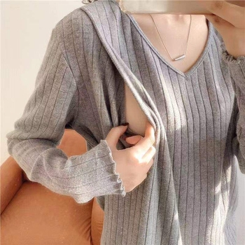 Zimski top za dojenje s polo ovratnikom, rukavi princeze, TR tkanina, PVC ≤30%