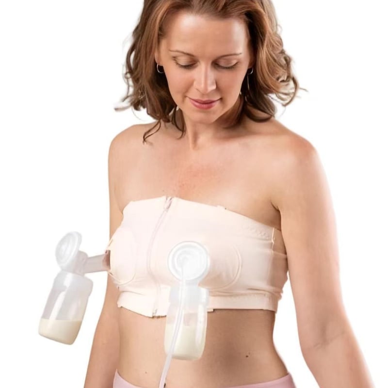 Krūšturis z brīvām rokām zīdīšanai, kokvilna, neformāli krūšu kausi, atdalāmi dubultie siksnas, priekšējais atvērums