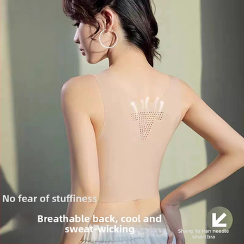 Podprsenka v štýle vest, bezšvová z nylonu, s plnými košíčkami a tenkými tvarovanými košíčkami, dĺžka v páse, priedušná a neviditeľná pre formovanie tela