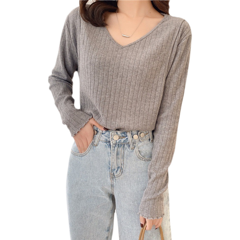 Top za dojenje nakon poroda, s V izrezom, dugi rukavi, pamučni.