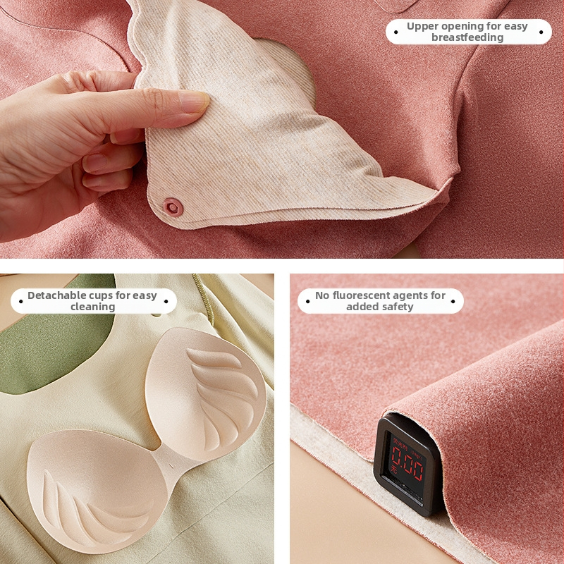 Trudnički top za dojenje za jesen 2024, materijal poliester–spandeks (90–95% poliester, do 30% spandeksa), okrugli izrez, dugi rukavi