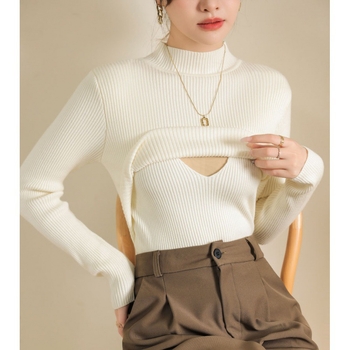 Pulover za dojenje, jesen-zima 2025, topao i koži prijateljski; glavna tkanina poliester 50–70%, sekundarna ≤30%; stil: korejski/japanski ležerni; poluvošak ovratnik; dugi rukavi